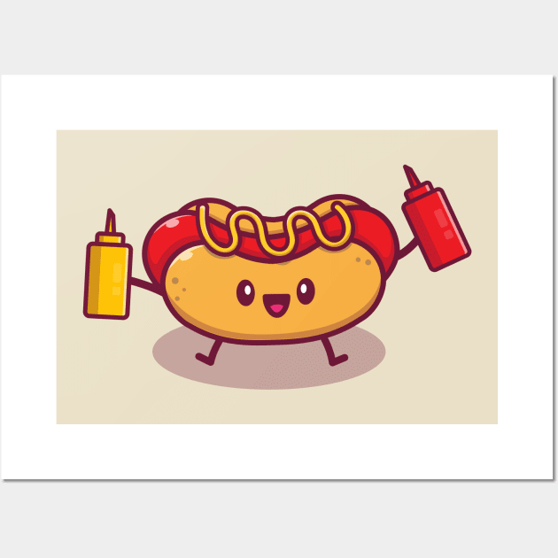 Cut Hot Dog Holding Mustard And Sauce Wall Art by Catalyst Labs